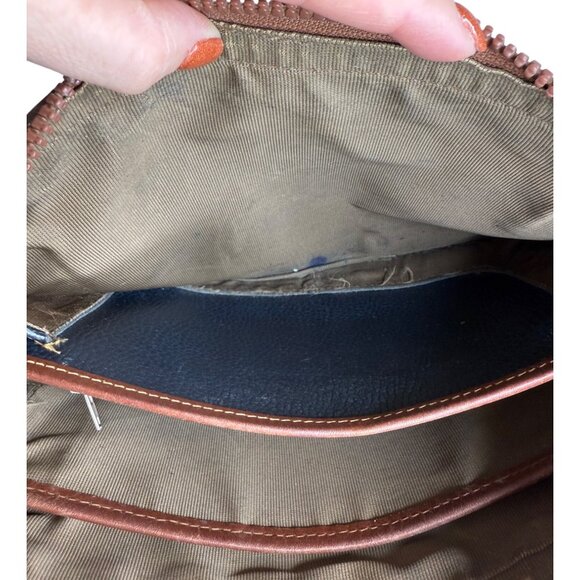 Vintage Coach Brown & Navy Pebbled Leather Crossbody Bag With Zipper Closures & - Picture 10 of 11
